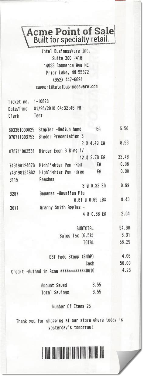 what a receipt looks like